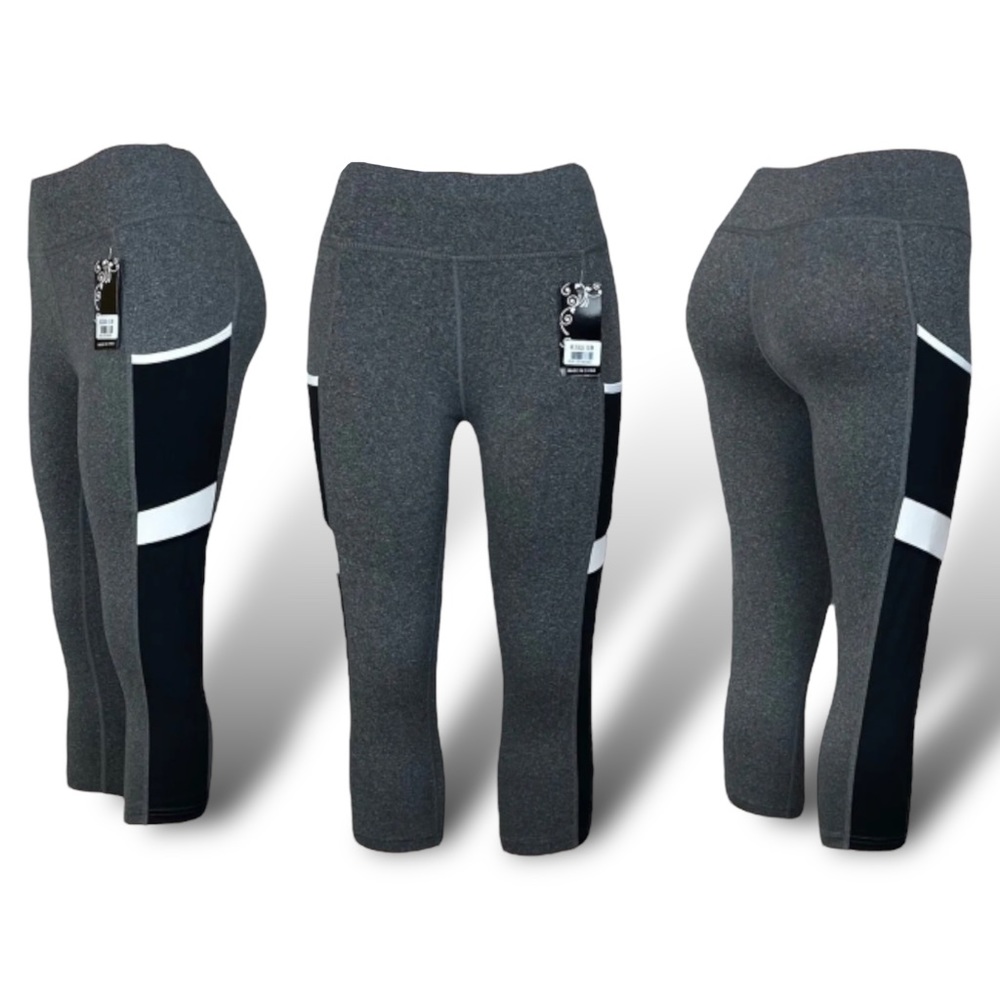 Women's Capri Pants Yoga Gym Casual Running Jogging Capri Leggings with Pockets